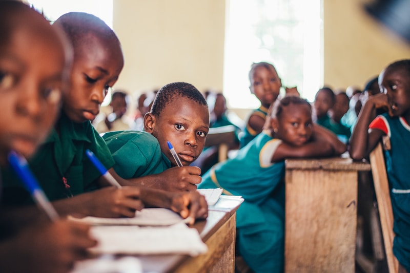 Children writing and learning