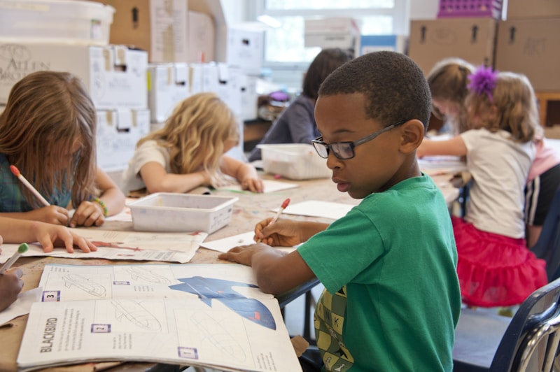Preschooler focused on learning activity